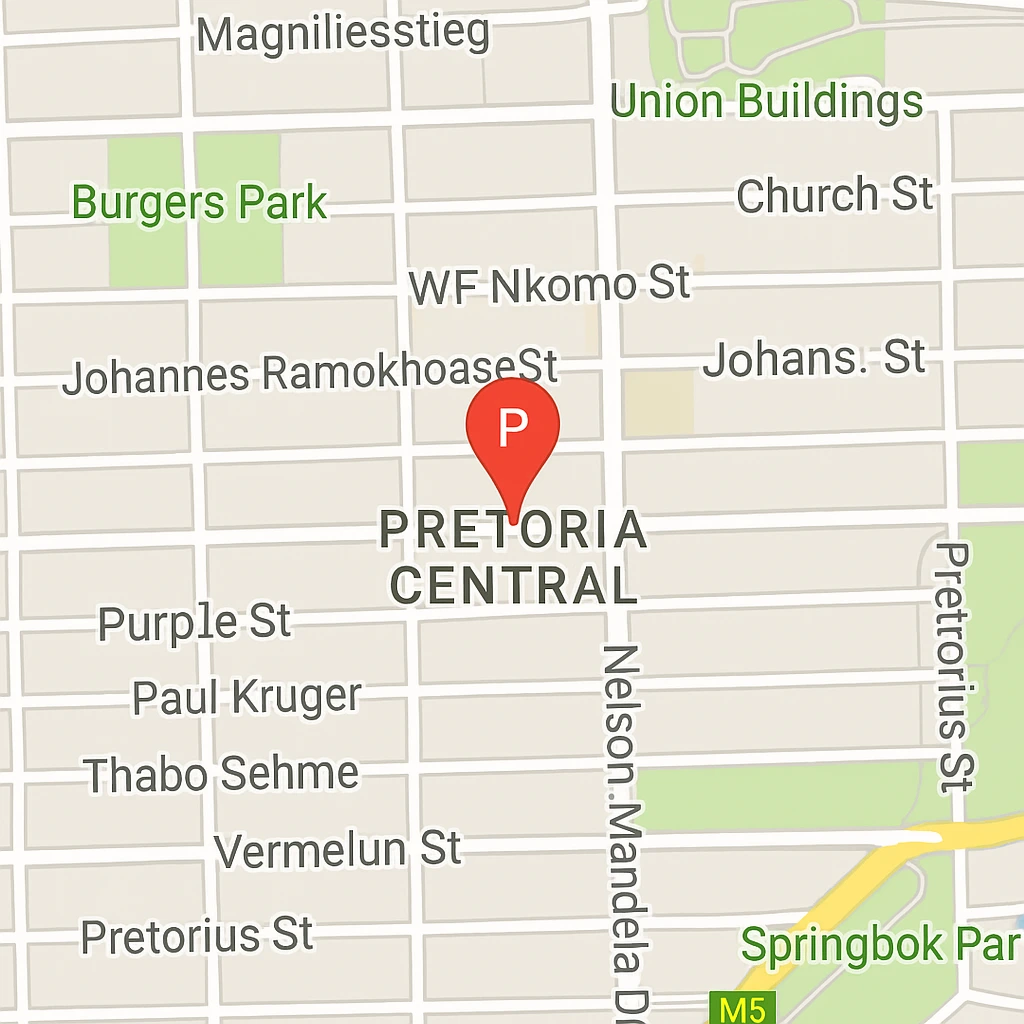 Map showing MzansiPlug Head Office location in Pretoria Central